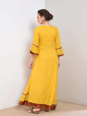 floral embroidered flared kurta - 16273513 - Standard Image - 4
