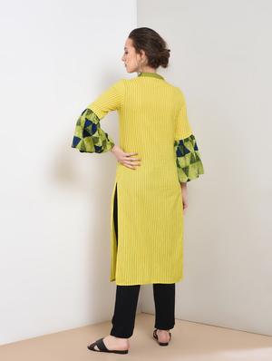 striped printed straight kurta - 16273662 - Standard Image - 4