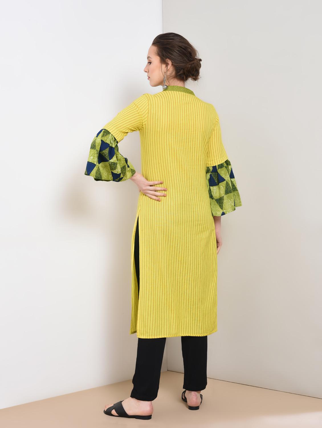 striped printed straight kurta - 16273662 - Zoom Image - 4