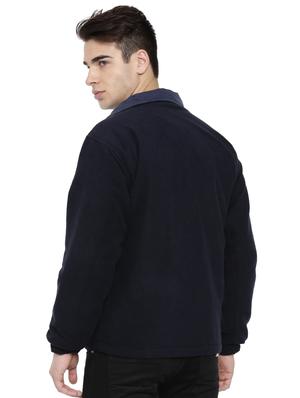 navy blue polyester reverisble casual jacket - 16273765 - Standard Image - 4