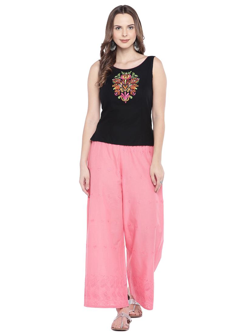 boat neck embroidered detail top - 16274313 - Zoom Image - 4