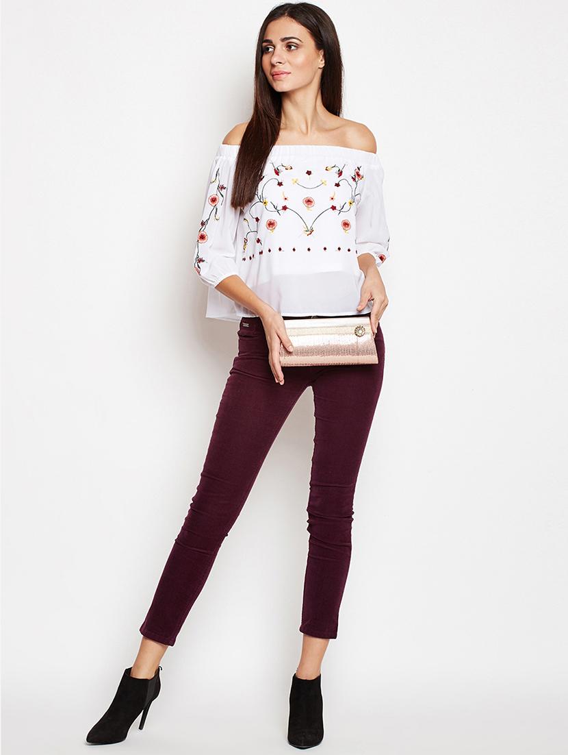 off shoulder embroidered top - 16274815 - Zoom Image - 4