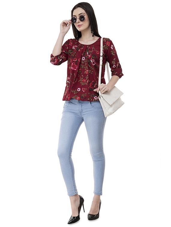 pleat detail foral regular top - 16275239 - Zoom Image - 4