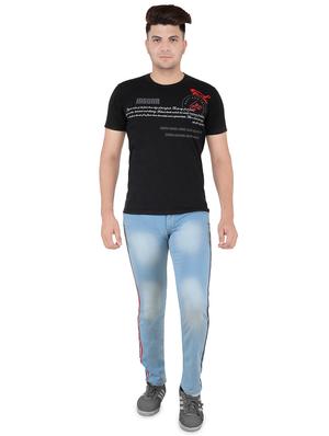 light blue denim side tape jeans - 16276044 - Standard Image - 4