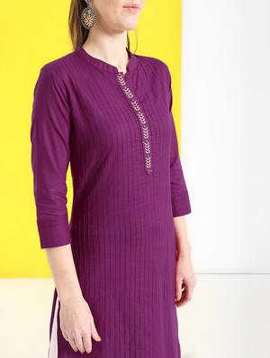 pintucks solid kurta with palazzo set - 16277084 - Standard Image - 4