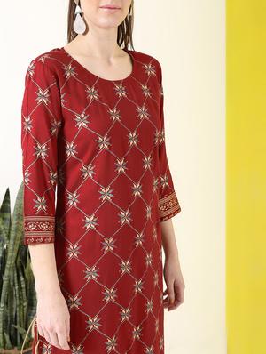 printed a-line kurta palazzo set - 16277130 - Standard Image - 4