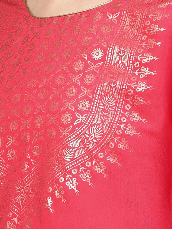 foil printed straight kurta - 16278997 - Zoom Image - 4