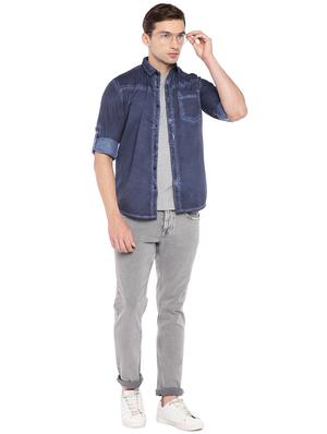 navy blue cotton casual shirt - 16279720 - Standard Image - 4