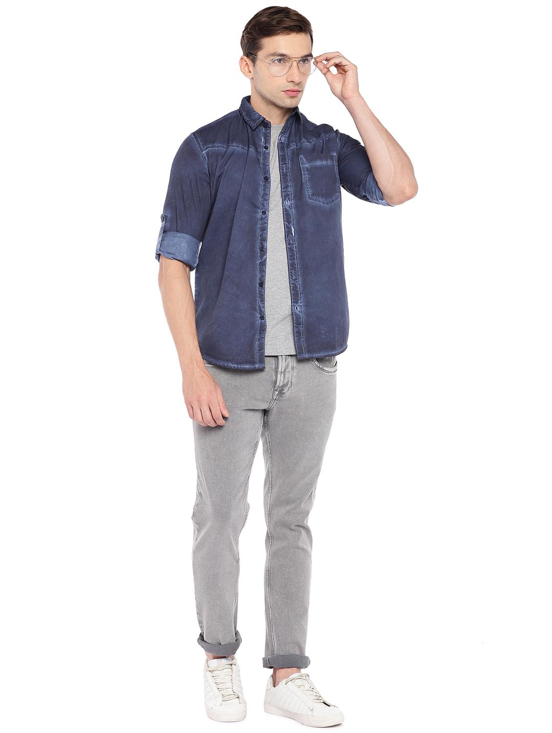 navy blue cotton casual shirt - 16279720 - Zoom Image - 4