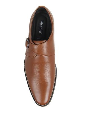 tan leather slip on monk straps - 16280556 - Standard Image - 4