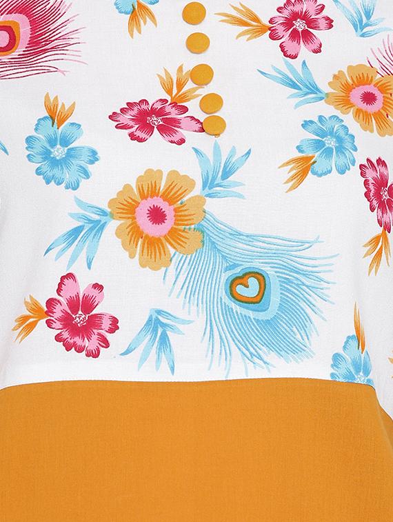 floral straight kurta - 16280976 - Zoom Image - 4
