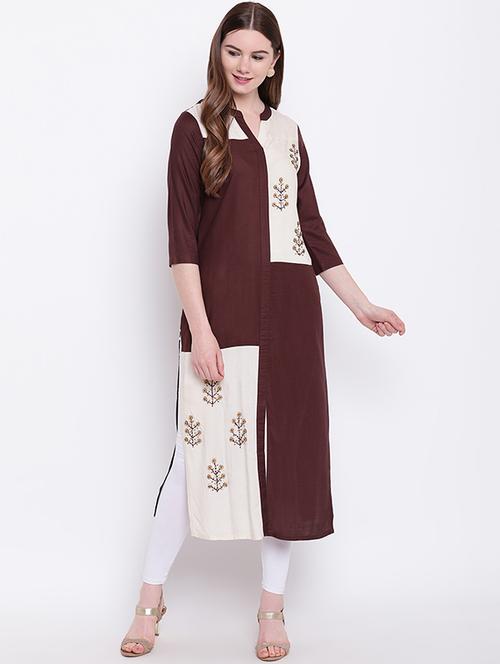 Contrast straight kurta - 16281034 - Very Small Image - 1