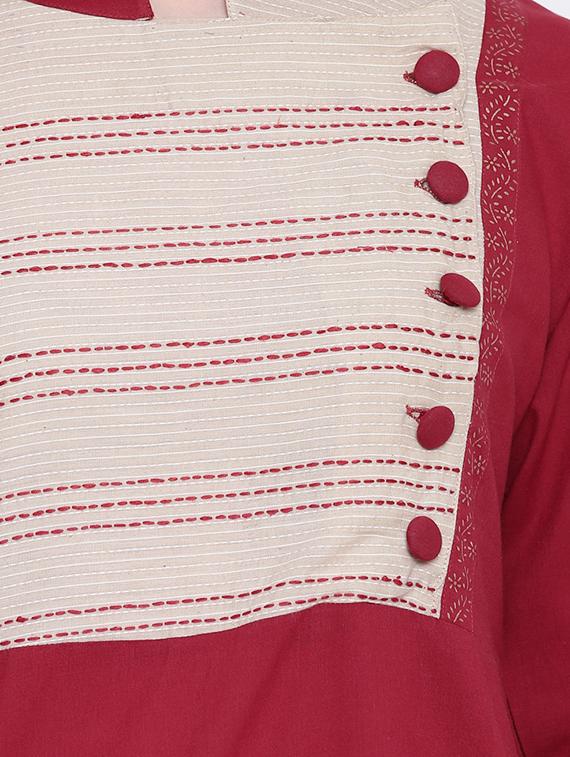 Contrast straight kurta - 16281055 - Zoom Image - 4