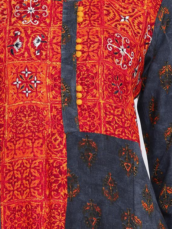 Printed flared kurta - 16281073 - Zoom Image - 4