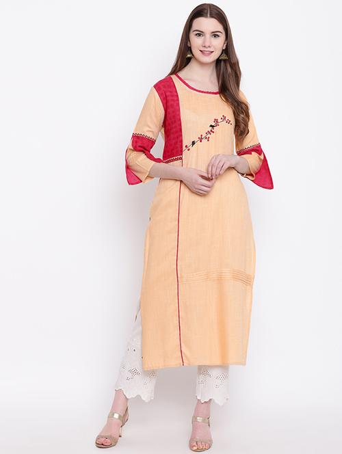 Embroidered straight kurta - 16281081 - Very Small Image - 1