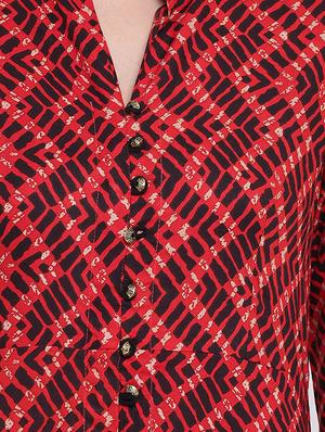 Chevron a-line kurta - 16281135 - Standard Image - 4