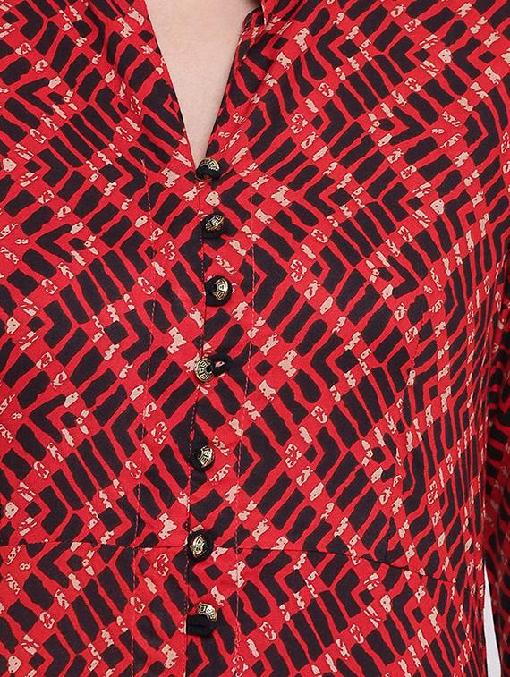Chevron a-line kurta - 16281135 - Zoom Image - 4