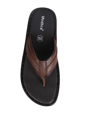 brown leather toe separator slippers - 16281170 - Standard Image - 4