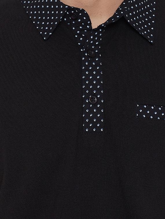 black solid polo t-shirt - 16281631 - Zoom Image - 4