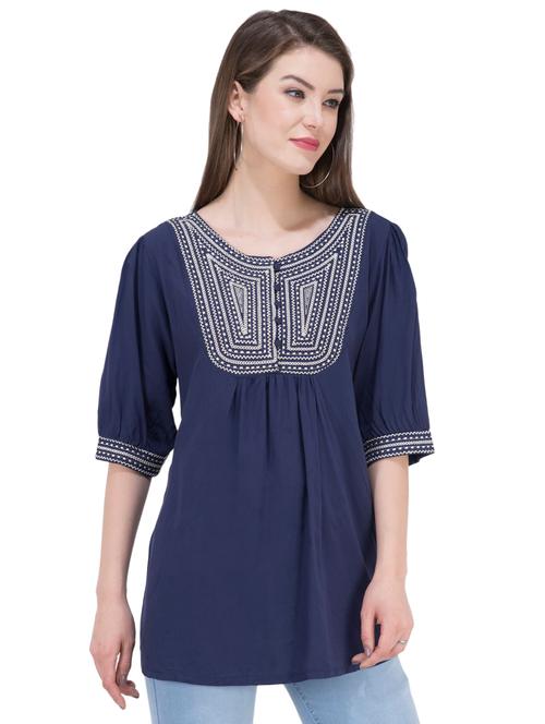 gather detail embroidered top - 16282550 - Standard Image - 1