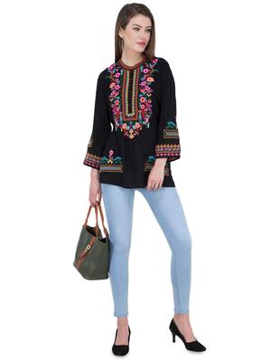 embroidered a-line kurti - 16282551 - Standard Image - 4