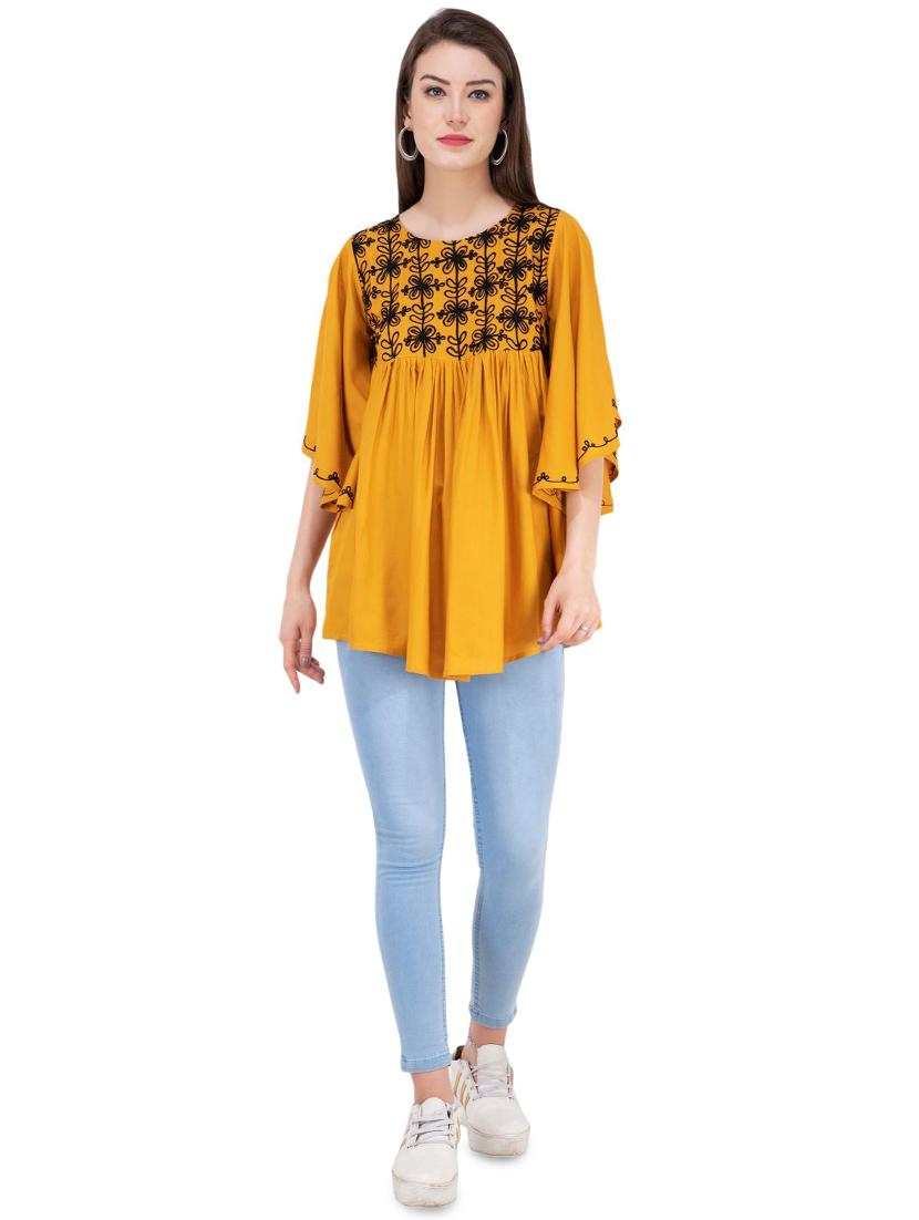gather detail embroidered top - 16282569 - Zoom Image - 4