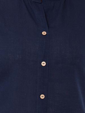 mandarin collar short sleeved shirt - 16282653 - Standard Image - 4