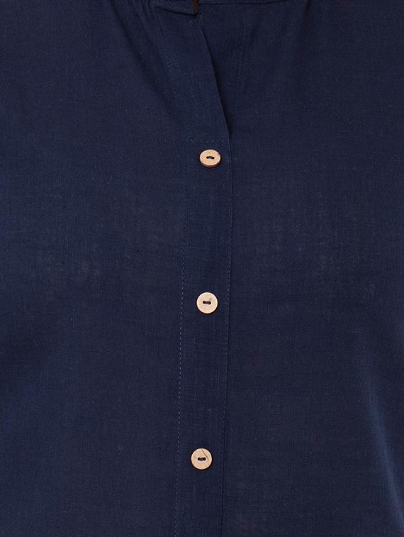 mandarin collar short sleeved shirt - 16282653 - Zoom Image - 4