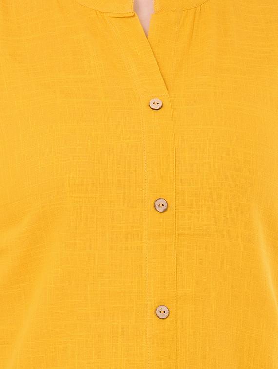 mandarin collar short sleeved shirt - 16282655 - Zoom Image - 4