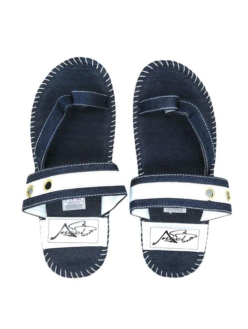 navy blue denim slip on slippers - 16282829 - Standard Image - 1