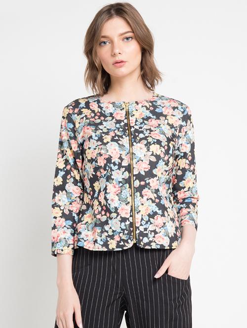 floral zip up summer jacket - 16282864 - Standard Image - 1