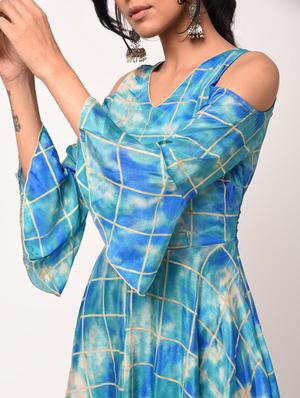 checkered high-low kurta - 16284799 - Standard Image - 4