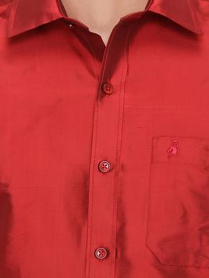 red pure silk casual shirt - 16285108 - Standard Image - 4