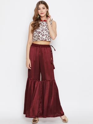maroon solid sharara - 16286147 - Standard Image - 4