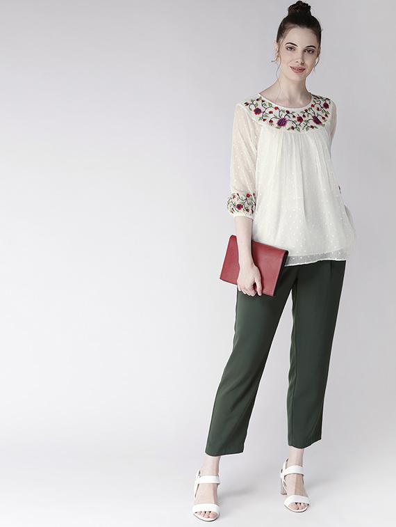 gathered detail embroidered top - 16286180 - Zoom Image - 4