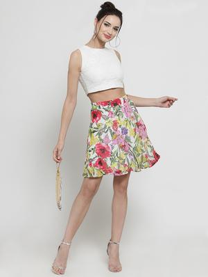 high rise floral flared skirt - 16287130 - Standard Image - 4
