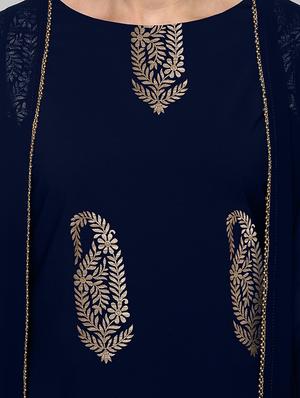 foil printed layered kurta - 16287409 - Standard Image - 4