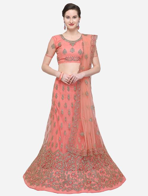 floral embroidered flared lehenga - 16287461 - Standard Image - 1