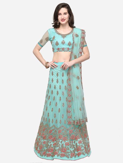 floral embroidered flared lehenga - 16287462 - Standard Image - 1