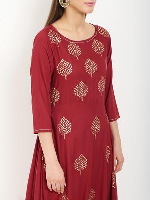 foil printed cowl kurta - 16287698 - Standard Image - 4