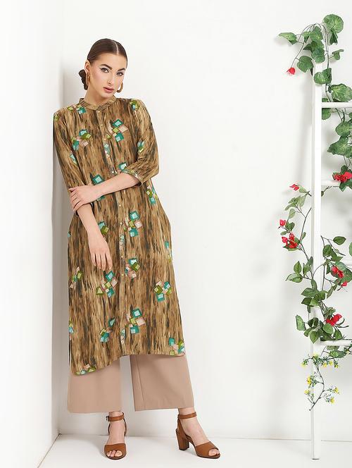 geometrical printed straight kurta - 16287701 - Standard Image - 1