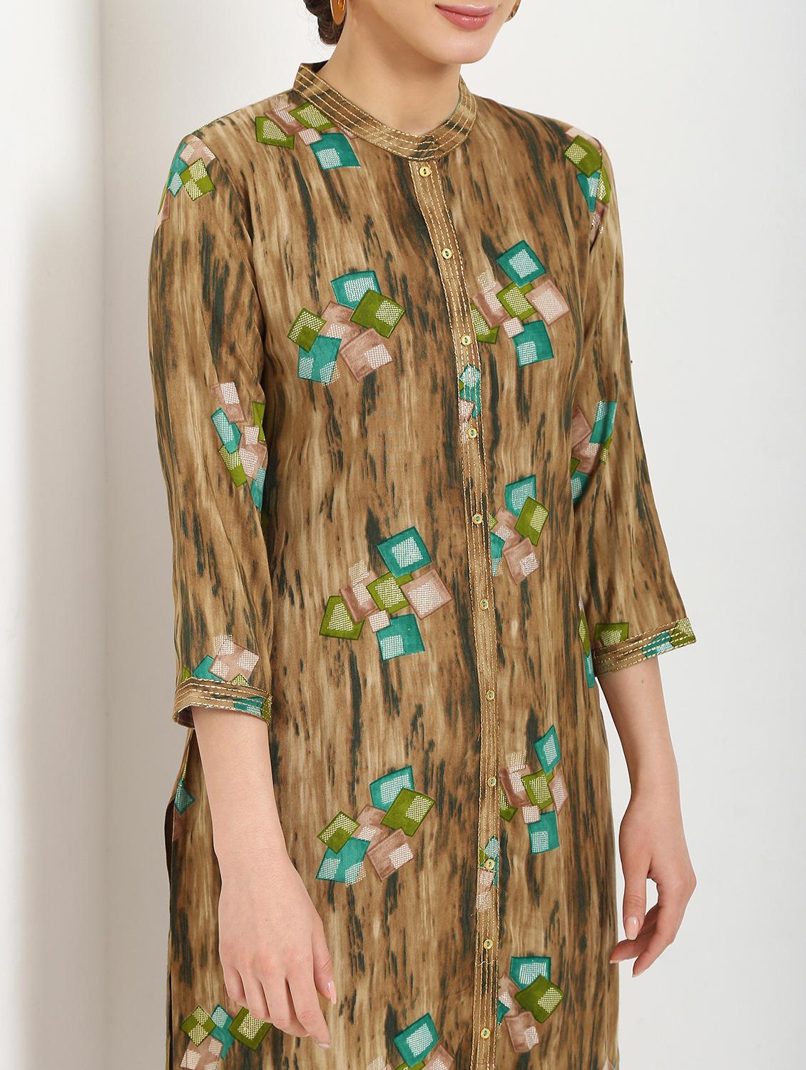 geometrical printed straight kurta - 16287701 - Zoom Image - 4