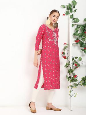 floral printed straight kurta - 16287709 - Standard Image - 4