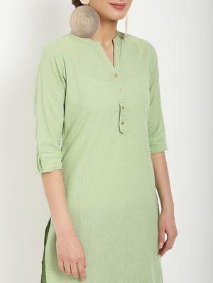 solid straight kurta - 16287722 - Standard Image - 4