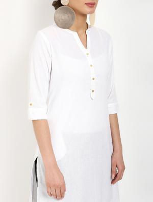 solid straight kurta - 16287724 - Standard Image - 4