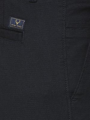 navy blue cotton blend flat front casual trousers - 16289259 - Standard Image - 4