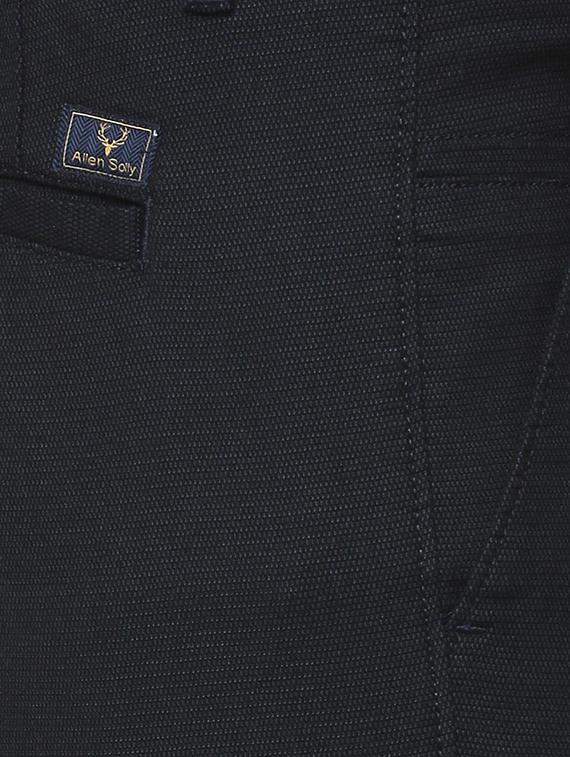 navy blue cotton blend flat front casual trousers - 16289259 - Zoom Image - 4