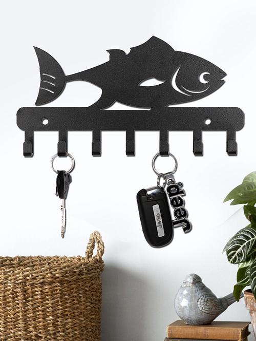 Sehaz Artworks Metel Wall Hooks for keys | 7 Hook Fish Wall Rack Holder for Kitchen Utensil | Hat Rack - 16289595 - Standard Image - 1