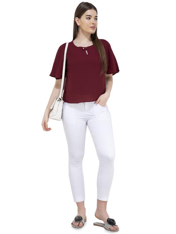 key hole neck short sleeved top - 16289724 - Zoom Image - 4