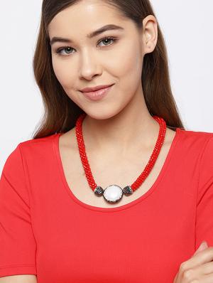 red brass statement necklace - 16290268 - Standard Image - 4